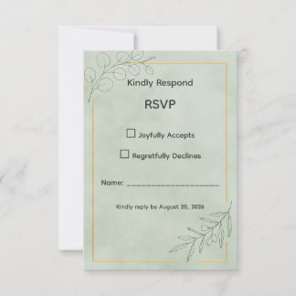 Salbeigrüne botanische Hochzeits-RSVP-Karte RSVP Karte
