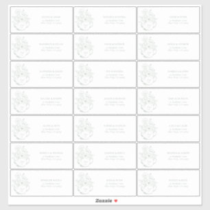 Salbeigrüne Botanische Hochzeits-Teegastadresse Aufkleber