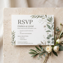 Salbeigrüne botanische Hochzeitseinladung | Elegan