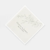 Salbeigrüne Botanische Hochzeitsserviette Serviette (Ecke)