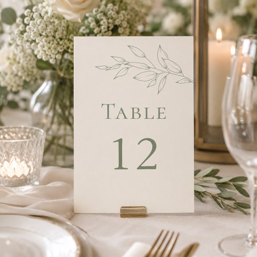 Salbeigrüne botanische Hochzeitstisch-Nummer Tischnummer