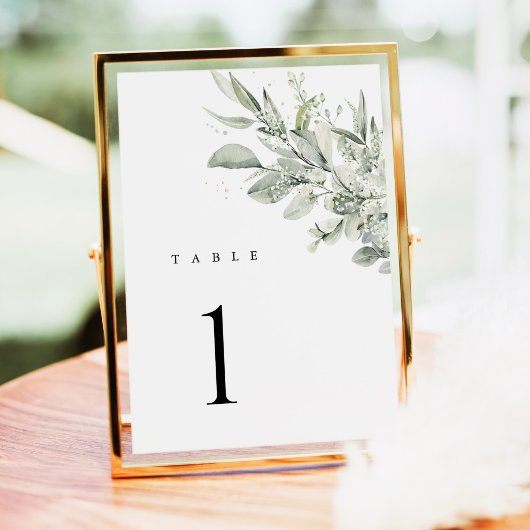 Salbeigrüne botanische Hochzeitstischnummern Tischnummer
