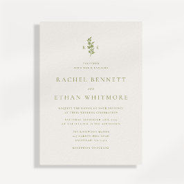 Salbeigrüne botanische Monogramm-Hochzeitseinladun Ankündigung