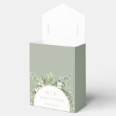 Salbeigrüne Botanische Monogramm-Hochzeitsgunstbox Geschenkschachtel (Geöffnet)