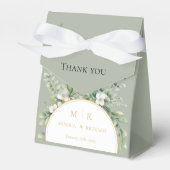 Salbeigrüne Botanische Monogramm-Hochzeitsgunstbox Geschenkschachtel (Vorderseite)