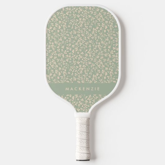 Salbeigrüne botanische personalisierte pickleball schläger (Vorderseite)