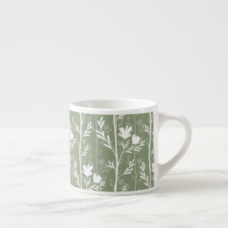 Salbeigrüne botanische stille Floralsilhouette Espressotasse
