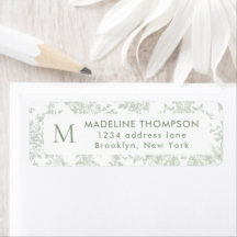 Salbeigrüne botanische Toile-Monogrammadresse