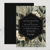 Salbeigrüne botanische Whimsy-Hochzeit Einladung (Vorne/Hinten)