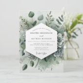 Salbeigrüne botanische Whimsy-Hochzeit Einladung (Stehend Vorderseite)