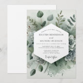 Salbeigrüne botanische Whimsy-Hochzeit Einladung (Vorne/Hinten)