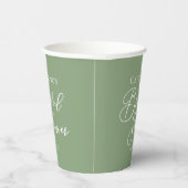 Salbeigrüne Brautparty-Personalized White Schrift Pappbecher (Rechts)