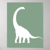 Salbeigrüne Brontosaurus-Dinosaurier-Kinderzimmer- Poster (Vorne)