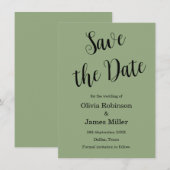 Salbeigrüne Casual-Hochzeit Save The Date (Vorne/Hinten)