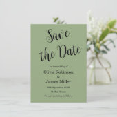 Salbeigrüne Casual-Hochzeit Save The Date (Stehend Vorderseite)