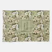 Salbeigrüne Chic-Deko personalisiertes Blumengesch Geschirrtuch (Horizontal)