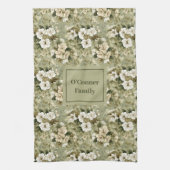 Salbeigrüne Chic-Deko personalisiertes Blumengesch Geschirrtuch (Vertikal)