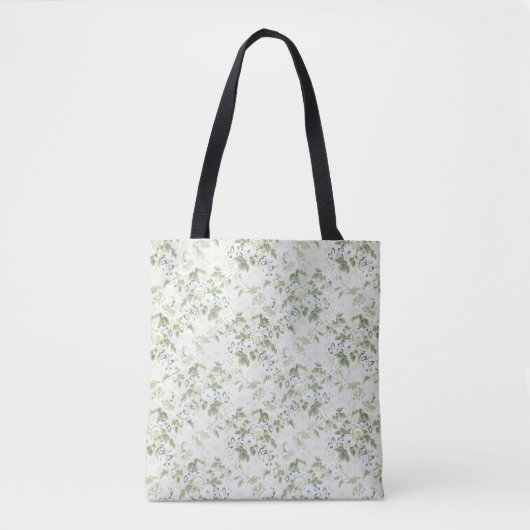 Salbeigrüne Chintz-Tasche, Englischer Blumenprint Tasche (Vorderseite)