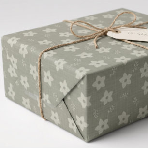 Salbeigrüne Creme Narzisse Blumen Cottagecore Geschenkpapier
