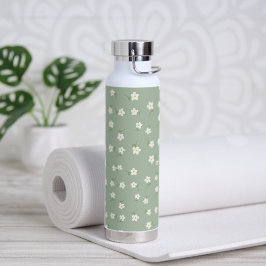 Salbeigrüne Daisy-Wasserflasche | Botanisch Floral Trinkflasche