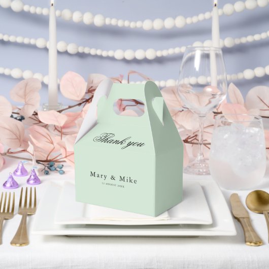 Salbeigrüne Dankeschön-Box für jeden Anlass Giebel Geschenkschachtel (Hochzeit)