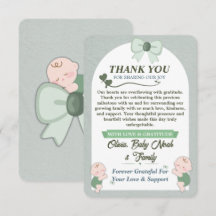 Salbeigrüne Dankeskkarte für Baby Boy Shower