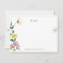 Salbeigrüne doppelte Umrandung Wildblumen Monogram