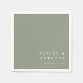 Salbeigrüne einfache moderne elegante Minimal-Hoch Serviette (Vorderseite)