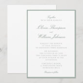 Salbeigrüne eingerahmte Hochzeitseinladung Einladung (Vorne/Hinten)