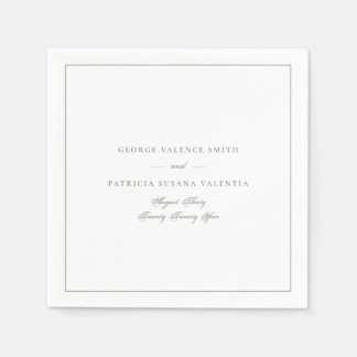 Salbeigrüne elegante Kalligrafie gerahmte Hochzeit Serviette