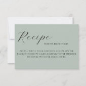 Salbeigrüne elegante Rezeptkarte RSVP Karte (Vorderseite)