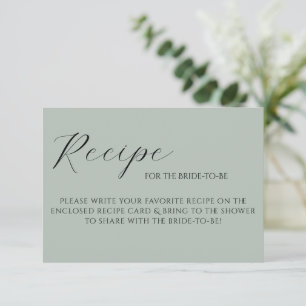 Salbeigrüne elegante Rezeptkarte RSVP Karte