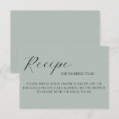 Salbeigrüne elegante Rezeptkarte RSVP Karte (Vorne/Hinten)