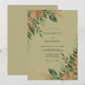 Salbeigrüne Enchanting Forest Hochzeit Einladung (Vorne/Hinten)