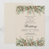 Salbeigrüne Erdig-Eukalyptus-Hochzeit Einladung (Vorne/Hinten)