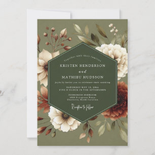 Salbeigrüne erdige botanische Hochzeit Einladung