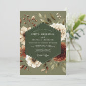 Salbeigrüne erdige botanische Hochzeit Einladung (Stehend Vorderseite)