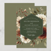 Salbeigrüne erdige botanische Hochzeit Einladung (Vorne/Hinten)