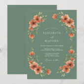 Salbeigrüne erdige herbstliche Hochzeit Einladung (Vorne/Hinten)
