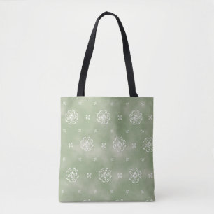 Salbeigrüne ethnische Blumen-Tie-Dye-Tasche Tasche