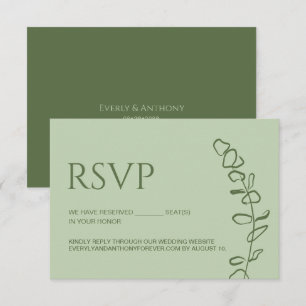 Salbeigrüne Eukalyptus-Hochzeit Chic Reservierte S RSVP Karte
