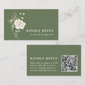 Salbeigrüne Eukalyptus- & QR-Code-Hochzeits-RSVP Begleitkarte (Vorne/Hinten)
