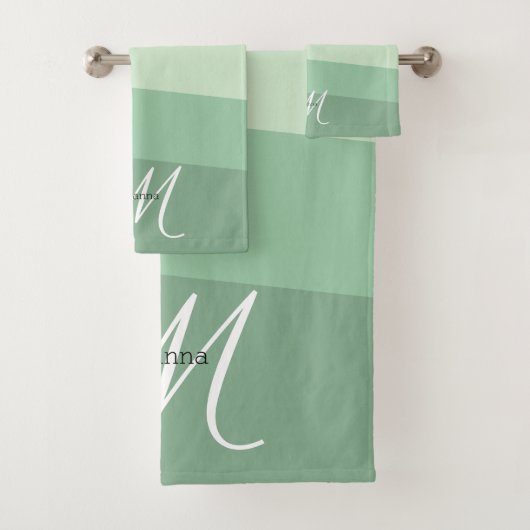 Salbeigrüne Farbtöne Geometrisches Muster Badhandtuch Set (Insitu)