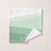 Salbeigrüne Farbtöne Geometrisches Muster Badhandtuch Set (Waschlappen)