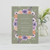 Salbeigrüne fesselnde botanische Hochzeit Einladung (Stehend Vorderseite)