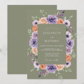 Salbeigrüne fesselnde botanische Hochzeit Einladung (Vorne/Hinten)