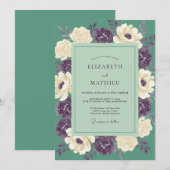Salbeigrüne fesselnde florale Hochzeit Einladung (Vorne/Hinten)