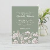 Salbeigrüne Florale Boho-Hochzeitsdusche Einladung (Stehend Vorderseite)