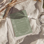 Salbeigrüne Florale Boho QR Code Foto Hochzeit Einladung