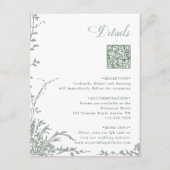 Salbeigrüne Florale Gartenhochzeit QR-Code-Details Begleitkarte (Vorderseite)